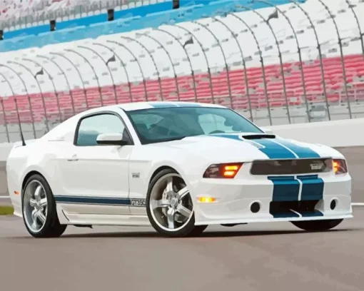 Blue And White Mustang Car Diamond Painting