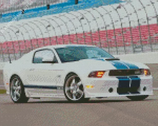 Blue And White Mustang Car Diamond Painting