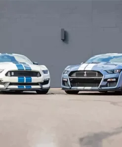 Blue And White Mustang Cars Diamond Painting