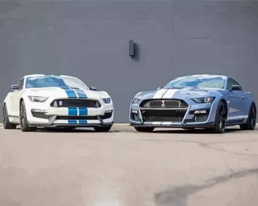 Blue And White Mustang Cars Diamond Painting