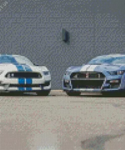 Blue And White Mustang Cars Diamond Painting