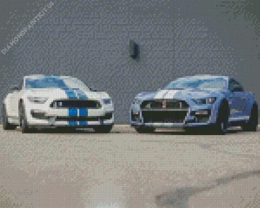 Blue And White Mustang Cars Diamond Painting