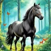 Blue Black Horse Diamond Painting