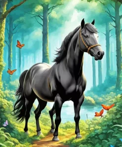 Blue Black Horse Diamond Painting