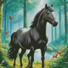 Blue Black Horse Diamond Painting