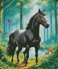 Blue Black Horse Diamond Painting