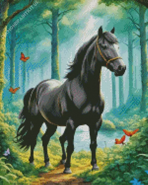 Blue Black Horse Diamond Painting