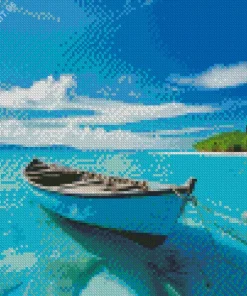 Blue Boat Diamond Painting