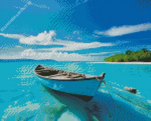 Blue Boat Diamond Painting