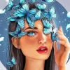 Blue Butterflies Girl Diamond Painting