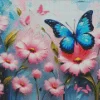 Blue Butterfly And Flowers Diamond Painting