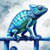 Blue Chameleon Art Diamond Painting