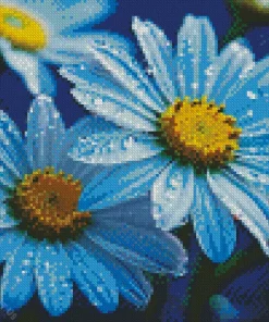 Blue Chamomile Flowers Diamond Painting