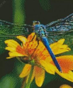 Blue Dragonfly On Sunflower Diamond Painting