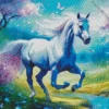 Blue Flowers And Horse Diamond Painting