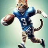 Cat Playing Football Art Diamond Painting