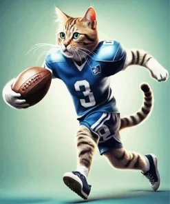 Cat Playing Football Art Diamond Painting