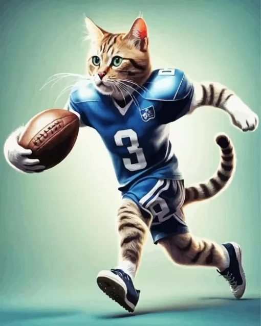 Cat Playing Football Art Diamond Painting