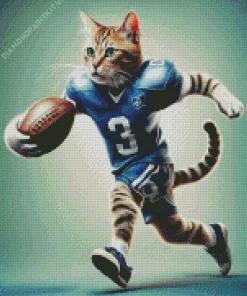 Cat Playing Football Art Diamond Painting