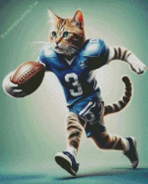 Cat Playing Football Art Diamond Painting