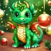 Christmas Fantasy Emerald Dragon Diamond Painting