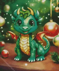 Christmas Fantasy Emerald Dragon Diamond Painting