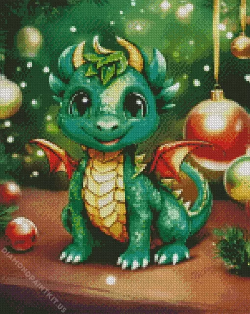 Christmas Fantasy Emerald Dragon Diamond Painting