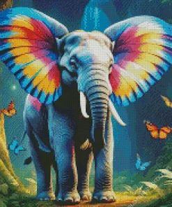 Colorful Butterfly Elephant Diamond Painting