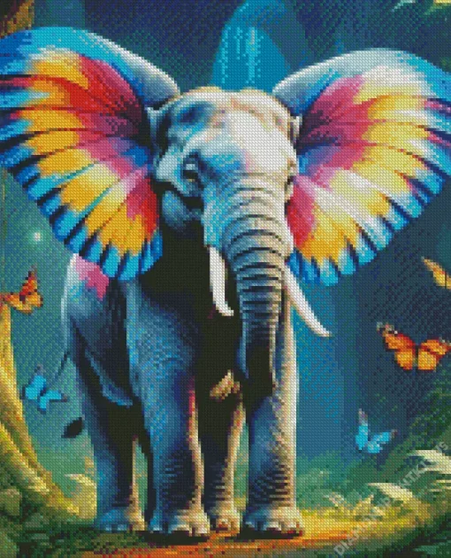 Colorful Butterfly Elephant Diamond Painting