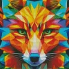 Colorful Fox Geometric Abstract Diamond Painting