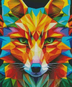 Colorful Fox Geometric Abstract Diamond Painting