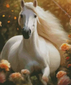 Cool Fresian Horse White Diamond Painting