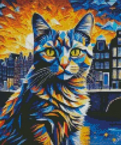 Cool Geometric Abstract Cat Diamond Painting