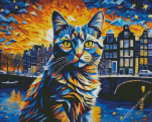 Cool Geometric Abstract Cat Diamond Painting