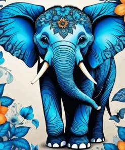 Cute Blue Elephant Diamond Painting