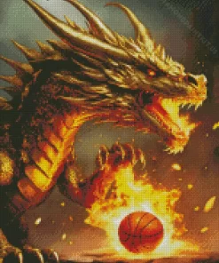 Dragon And Flaming Basketball Diamond Painting