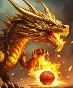 Dragon And Flaming Basketball Diamond Painting