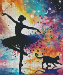 Elegant Ballerina And Cat Diamond Painting