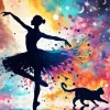 Elegant Ballerina And Cat Diamond Painting