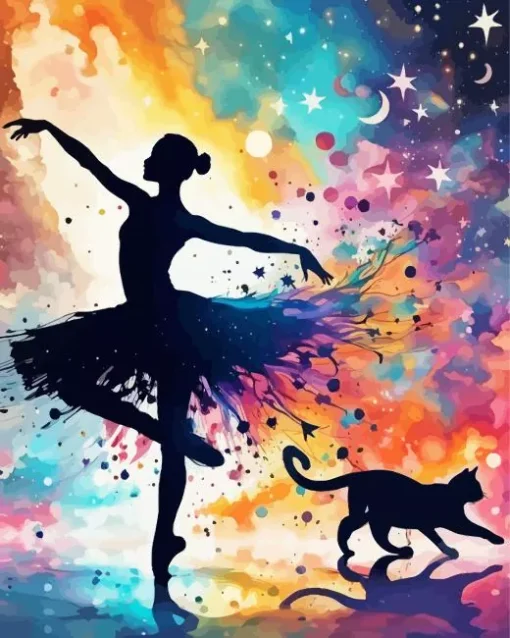 Elegant Ballerina And Cat Diamond Painting