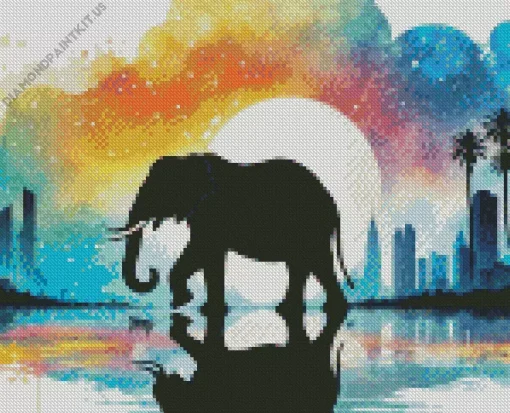 Elephant Silhouette Diamond Painting