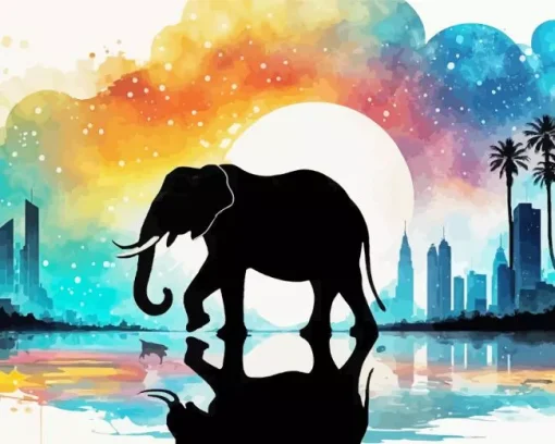 Elephant Silhouette Diamond Painting