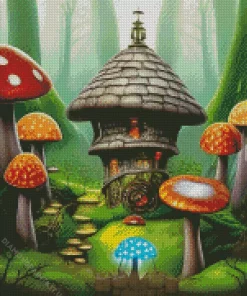 Fairy Mushroom House Art Diamond Painting