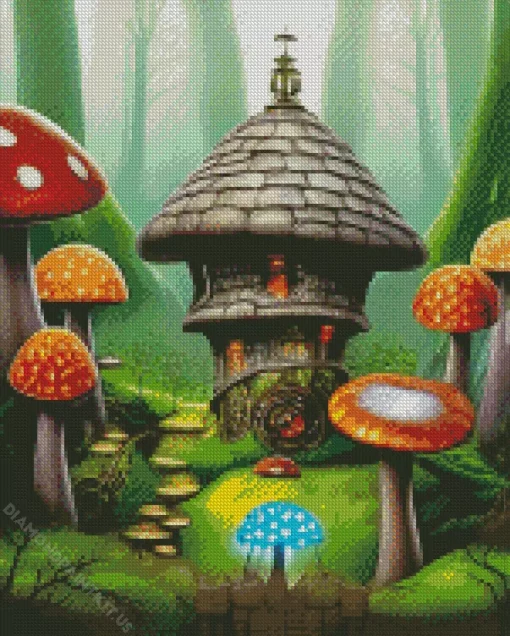 Fairy Mushroom House Art Diamond Painting