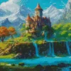 Fantasy Mountain Castle Diamond Painting