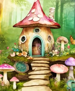 Fantasy Mushroom House Diamond Painting