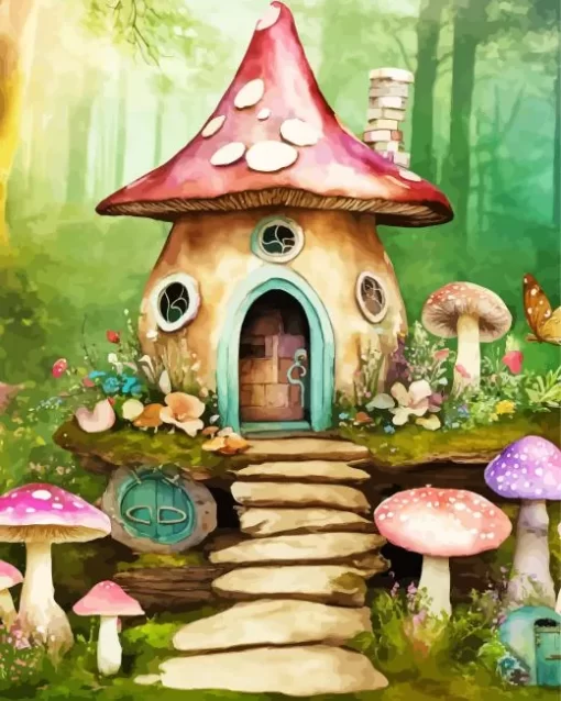 Fantasy Mushroom House Diamond Painting