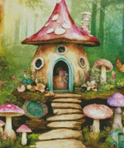 Fantasy Mushroom House Diamond Painting