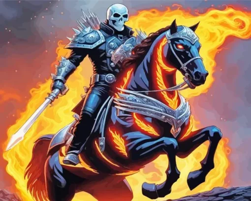 Fire Ghost Horse Rider Art Diamond Painting