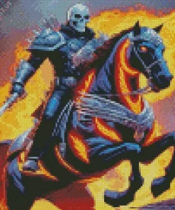 Fire Ghost Horse Rider Art Diamond Painting